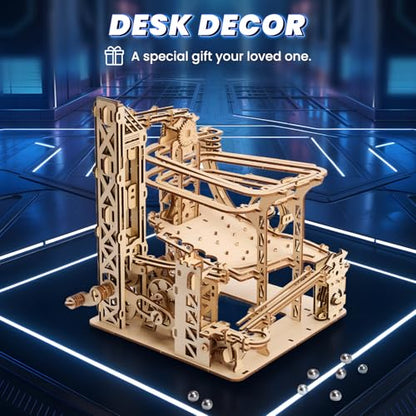 3D Wooden Puzzles for Adults: 371pcs Wood Mechanical Marble Run Model Kits with Roller Coaster Building Set for Adults - 3D Brian Teaser Desk Toys Wooden Puzzles for Men Women Hobbies Gifts