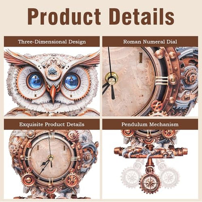 KAAYEE 3D Puzzles for Adults Mechanical Owl Clock DIY Wooden Puzzle Craft - color: Owl