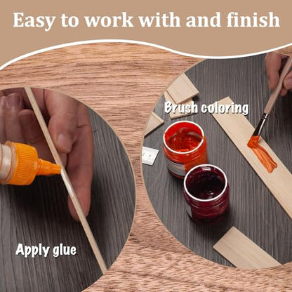 Wooden Dowels for Crafts, Wood Strips Trim Slats for Wall 1/8" × 1.5" × 15", 30 PCS Wooden Sticks for Crafts, Flat Wood Dowel Rods for Crafting, Unfinished Lumber Boards Planks for Woodworking - size: 1/8x1.5x15 in - 30PCS