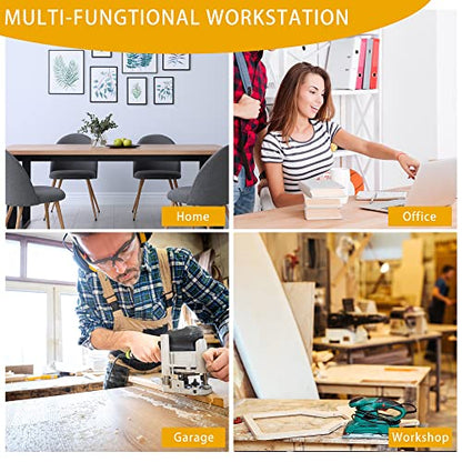 Betterhood 48" Heavy-Duty Adjustable Workbench for Garage, Rubber Wood Shop Table W/Metal Wheels, Hardwood Workstation Weight Capacity Over 2000 Lbs with Wheels - size: Metal Wheels / 48"x23.6"x39"