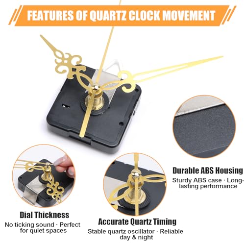 30 Pack Quartz Clock Movement Mechanism Kit, Silent Sweep Non-Ticking, 20mm Total Shaft (11mm Thread) Fits 3–6mm Dials, 30 Hand Styles, Hanging Hooks & Traceless Nails, DIY Wall Clock Repair - color: 30-pack