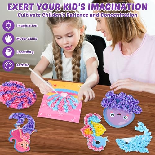 Lonfliness 8 Pcs Mermaid Poke in Craft Kits for Kids Mess Free DIY Art - style: Mermaid