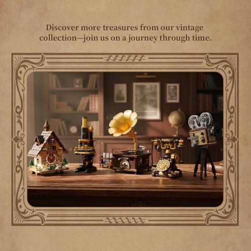 PANTASY Retro Microscope Building Kit with Antique Brass Finish for Adults