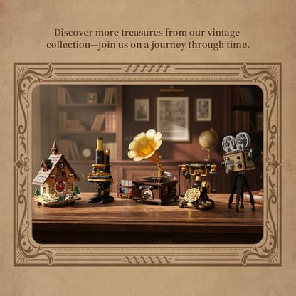 PANTASY Retro Microscope Building Kit with Antique Brass Finish for Adults