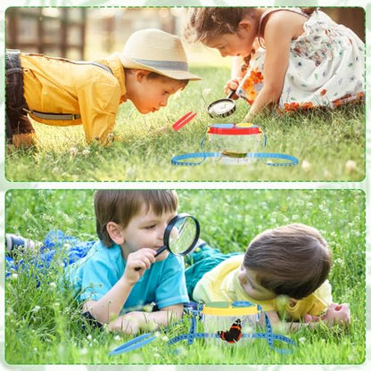 Halloscume 3 Pcs Bug Catchers for Kids Collection Viewer for Kids Critter Insect Cage Bug Tweezer Magnifying Insect Box Magnifier Container Butterfly Catcher Cage, Science Nature Exploration Tools