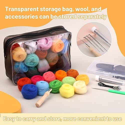 SOCNITC 45 Colors Needle Felting Kits Needle Felting Supplies with Tools - color: 45 Colors