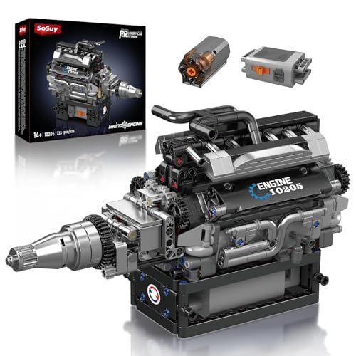 Sosuy V12 Car Engine Model Kit Mini Motor Building Blocks Set that can Runs - color: V12 Engine