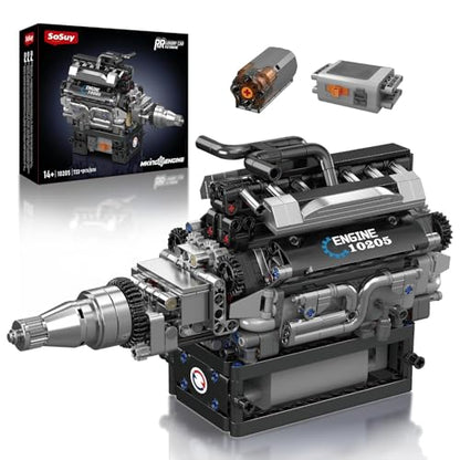 Sosuy V12 Car Engine Model Kit Mini Motor Building Blocks Set that can Runs - color: V12 Engine