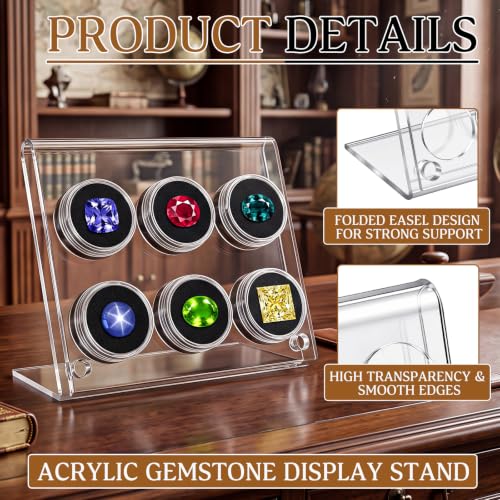 Yalikop Acrylic Gem Jar Display Stand for Gemstones, Stand with 6 Jars - style: Stand with 6 Jars