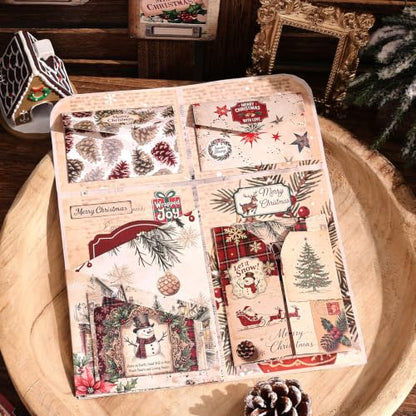 Vintage Christmas Scrapbook Kit -35 Large Material Paper for Junk Journals