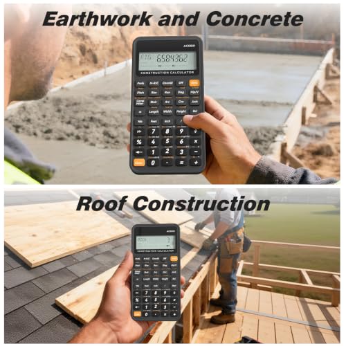 ROATEE Construction Calculator with Case for Carpenter, Framer, Remodeler - color: Gray Blue