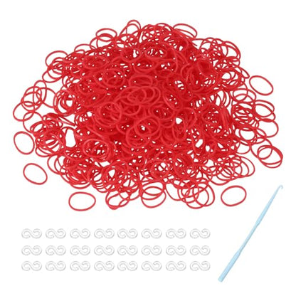 MECCANIXITY 600 Pcs Loom Rubber Bands Kit with 25 Pcs S-Clips 1-Hook Rubber Bands Refill Bracelet Making Kits for Weaving DIY Handcrafts Gift, Red - color: Red