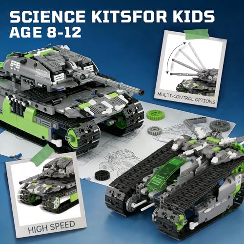 DOLIVE 5 in 1 STEM Robotics Kit, Building Block Set for Kids Ages 8-14, Remote Control and App Controlled Robot/Tank/Transporter/Scout/Engineering Vehicles, Birthday Gift for 8 9 10 11 12+ Years Old