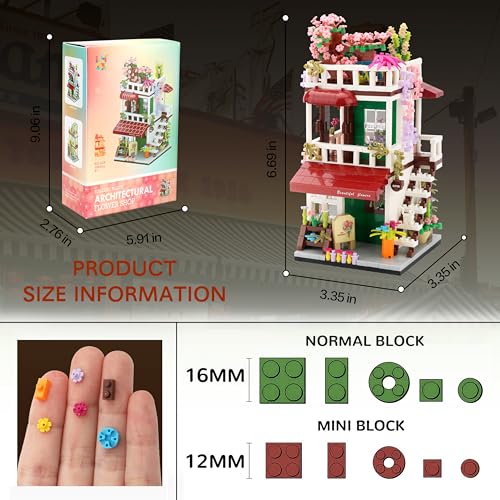 Mini House Building Kit, Street View Flower Shop Building Blocks for Adults - color: Flower Shop