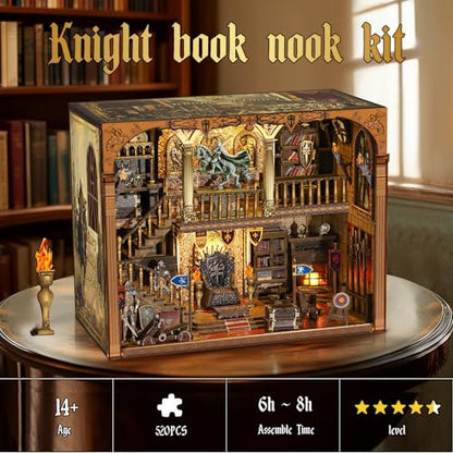 NookMaster Book Nook Kit with LED Light DIY Miniature Dollhouse for Adults - color: Knight of Glory
