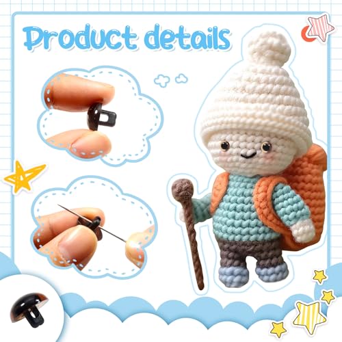 TOAOB 20pcs Sew On Safety Eyes Buttons 12mm 5 Colors Plastic Mushroom Domed Sewing Crafting Eyes for DIY Stuffed Animals Amigurumis Crochet Doll Making - size: 12mm