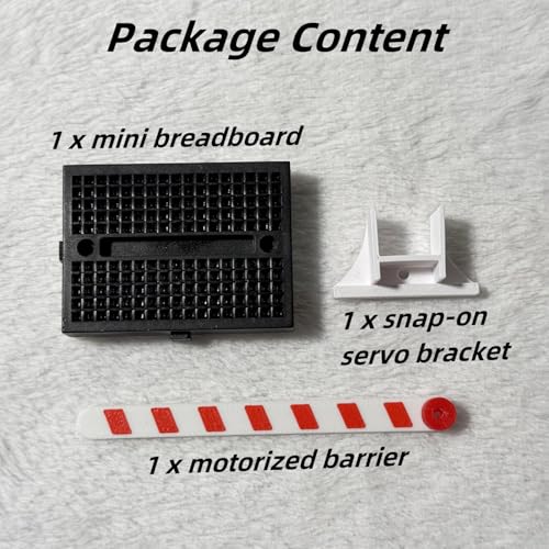 DIY Motorized Barrier Kit with Mini Breadboard & Snap-On Bracket, Fits SG90 180 Degree Micro Servo, Compatible with Arduino/Raspberry Pi Maker Projects