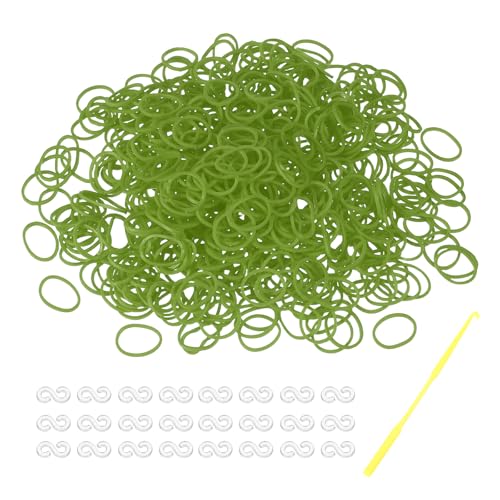 MECCANIXITY 600 Pcs Loom Rubber Bands Kit with 25 Pcs S-Clips 1-Hook Rubber Bands Refill Bracelet Making Kits for Weaving DIY Handcrafts Gift, Green - color: Green