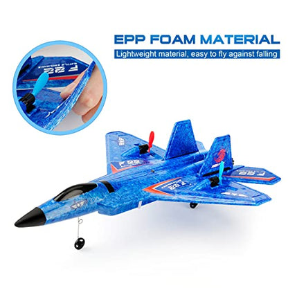 F22 RC Fighter Plane 2CH Ready to Fly RC Airplane for Beginners - color: Blue F-22 Raptor