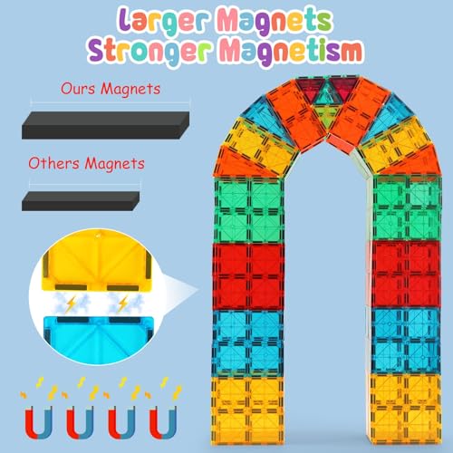 OugerToy 64 PCS Magnetic Building Tiles for Kids Ages 3-9 - style: 64PCS