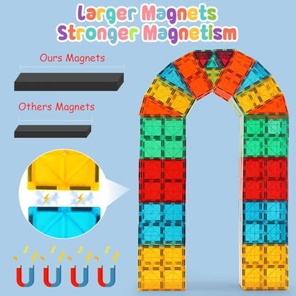 OugerToy 64 PCS Magnetic Building Tiles for Kids Ages 3-9 - style: 64PCS