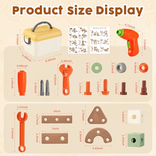 Kids Tool Set for 3-8, 158 PCS Construction Building Toys