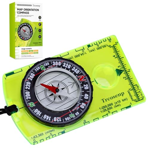 Outdoor Compass with Adjustable Declination, Magnifier, Ruler, Scale, Multifunctional Kids Waterproof Compass for Map Reading, Hiking, Camping, Navigation and Survival. - color: 1 PACK Green