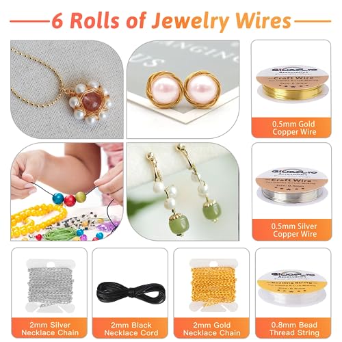Giwaelro Jewelry Making Kit for Adults, Jewelry Making Supplies with Pliers, Wires, Findings, Necklace Chains, Magnifier and Storage Bag - color: Black