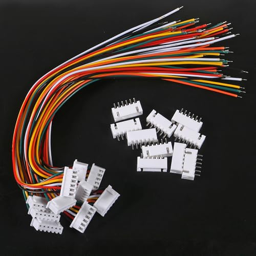 ACEIRMC 10Pairs JST-XH Connector Kit, XH 2.54mm 6 Pin Header Male and Female Connectors Plug Adapter with Flat Wire Cable 200mm 26AWG Compatible with JST XH (6P) - color: 6P