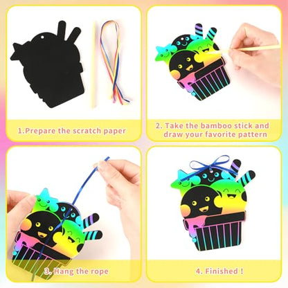 JULMELON 36PCS Summer Crafts for Kids, Ice Cream Scratch Art Party Favors - style: Summer Crafts