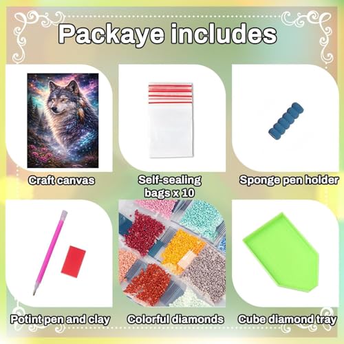 HITO Wolf Diamond Painting Kits for Adults Wolf Diamond Art Kits for Adults - color: G9464
