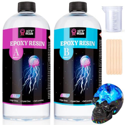 LET'S RESIN 1/2 Gallon Epoxy Resin,Crystal Clear Resin Epoxy Kit for Crafts - size: 64oz
