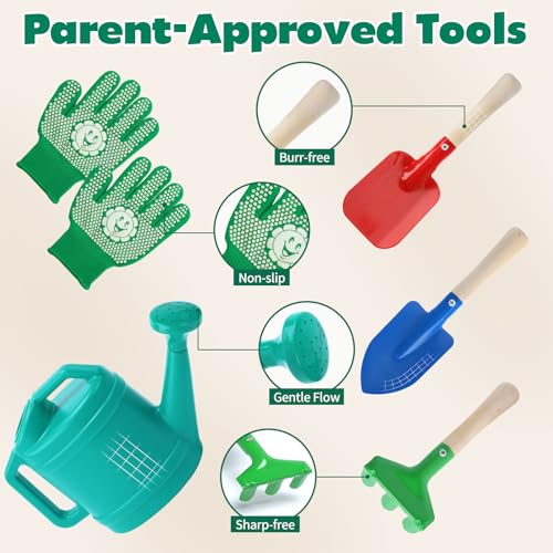 CUTE STONE Kids Gardening Set with Wheelbarrow, Kids Shovel and Rake Set - style: Dual-length