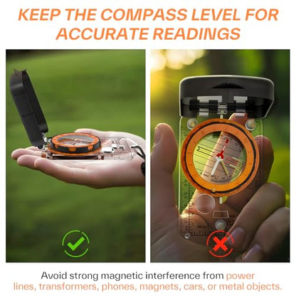 Sportneer Compass Hiking Survival, Camping Accessories Orienteering Compass with Mirror Boy Scout Compass for Kids Gifts Hiking Camping Backpacking Map Navigation