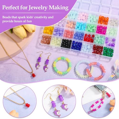 shynek 1120 Pieces Rondelle Beads for Jewelry Making, 28 Colors Glass Abacus Beads, Spacers for Bracelets, Jewelry Making and DIY Crafts, 5x8mm