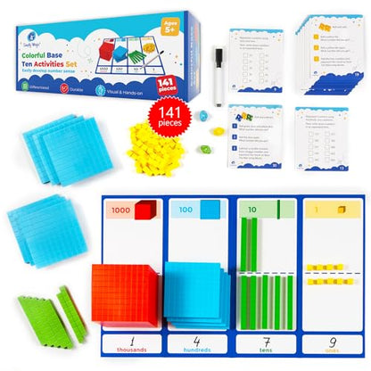 Simply magic 140+1 PCS Colorful Base Ten Blocks & Activities - Math Cubes