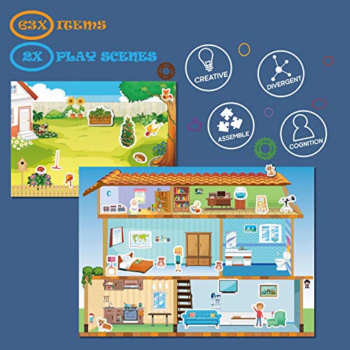 Magnetic Portable Playboard Doll House Family Magnets Learning Travel Toy (65 Pcs) - style: DOLL HOUSE