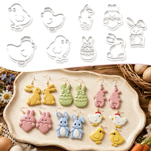 9PCS Farm Easter Clay Cutters - color: Rabbit Mold