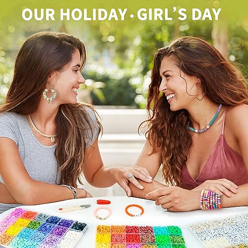 Friendship Bracelet Kit, 14,000pcs 48 Colors Bracelet Making Kit Clay Beads with Number Letter Bead Set Concert Merch Arts and Crafts Gifts for Kids Teen Girls Jewelry Making Supplies Bracelet Maker - color: Rainbow color