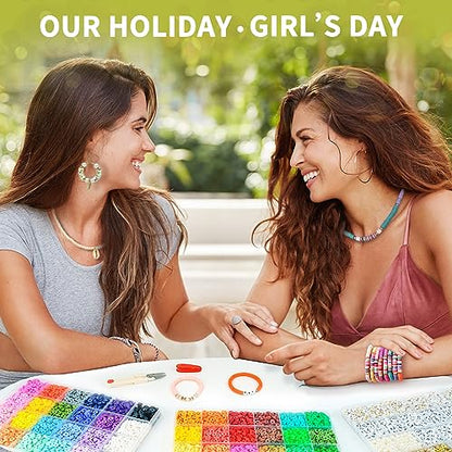 Friendship Bracelet Kit, 14,000pcs 48 Colors Bracelet Making Kit Clay Beads with Number Letter Bead Set Concert Merch Arts and Crafts Gifts for Kids Teen Girls Jewelry Making Supplies Bracelet Maker - color: Rainbow color