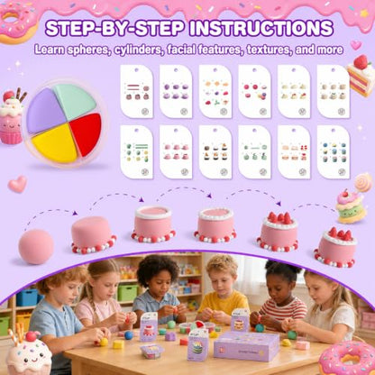 Air Dry Clay Kit -12 Desserts Modeling Clay for Kids Arts and Crafts - color: #06Purple- Dessert House