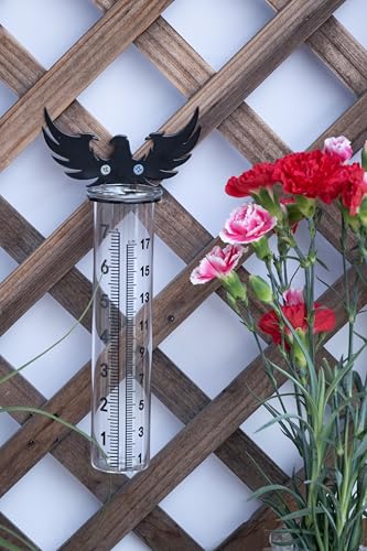7" Rain Gauge Outdoor, Accurate Glass Tube Best Rated with Eagle Shape Rack, Decorative Eagle Rain Measure Tool for Garden, Lawn, Patio (Style C) - style: Style C