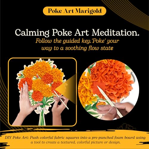 Unwynd Poke Art Marigold Flower Bouquet Kit for Adults, Women and Teens - style: Marigold