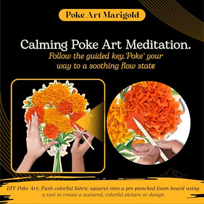 Unwynd Poke Art Marigold Flower Bouquet Kit for Adults, Women and Teens - style: Marigold