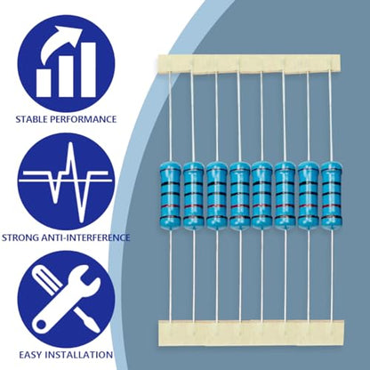 50 Pcs 2W 1% Tolerance 10KΩ Metal Film Resistor Resistance for DIY Project and Experiments - size: 2W 10KΩ