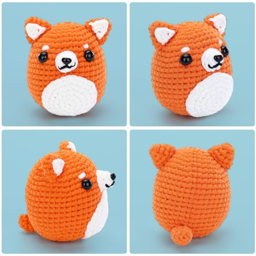 CrochetBox Shiba Inu Crochet Kit for Beginners, Easy Craft for Adults - color: Shiba Inu