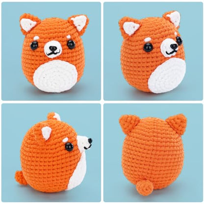 CrochetBox Shiba Inu Crochet Kit for Beginners, Easy Craft for Adults - color: Shiba Inu