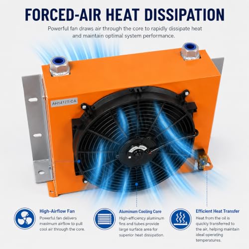 AH1417T-CA Hydraulic Oil Cooler 12V DC 120W Air Oil Cooler with Fan - color: AH1417T-CA Hydraulic Oil Cooler