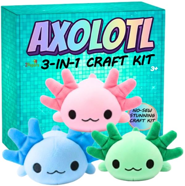 3-in-1 DIY Axolotl Plush Toys Arts and Crafts Kit for Kids No Sew Pillow - style: AXOLOTL (3-in-1)