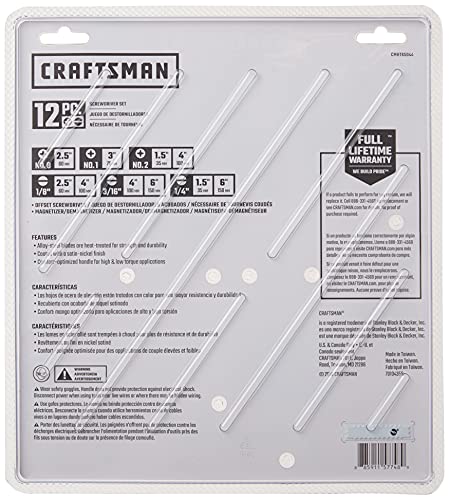 CRAFTSMAN Screwdriver Set, Assorted, 12Piece (CMHT65044) - size: 12 Count (Pack of 1)